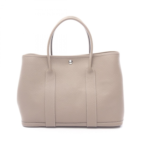 HERMES Garden Party PM Tote Handbag Country leather Gris Asphalt SHW Used C