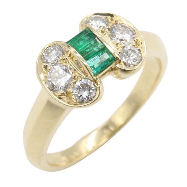 Van Cleef & Arpels Celestine Emerald Diamond Ring 18KYG Used Women US size #5.5