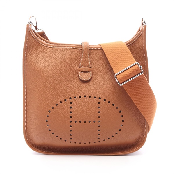 HERMES Evelyne 3 PM Shoulder crossbody Bag G Taurillon Clemence Gold Used SHW
