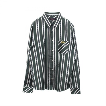 LOUIS VUITTON Striped long sleeve Shirt RM251MM RBR HSS15W silk Green White #M