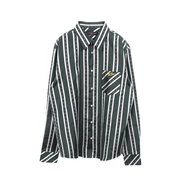 LOUIS VUITTON Striped long sleeve Shirt RM251MM RBR HSS15W silk Green White #M
