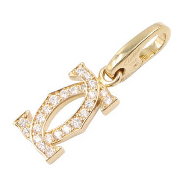 CARTIER 2C Diamond Bag Charm Holder 18KYG Yellow Gold Clear Used Women