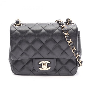 CHANEL Mini Matelasse Chain Shoulder Crossbody Bag A35200 leather Black GHW Used