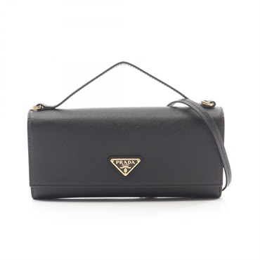 PRADA Triangle logo Crossbody Shoulder Handbag 1MT042 Saffiano leather Black