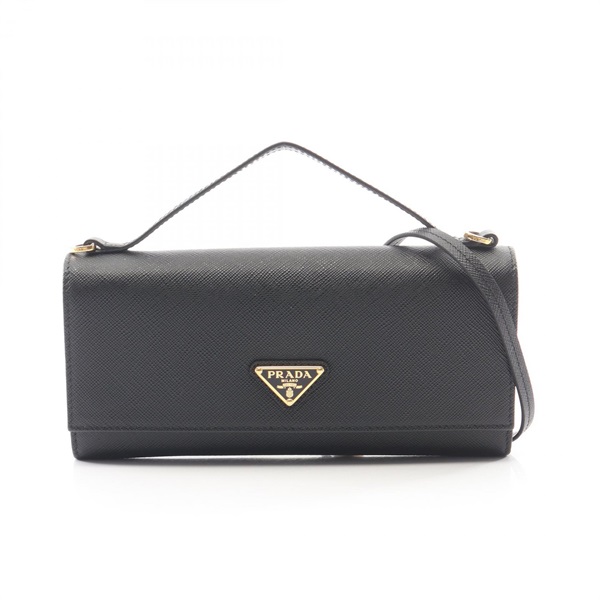 PRADA Triangle logo Crossbody Shoulder Handbag 1MT042 Saffiano leather Black