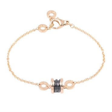 BVLGARI B-zero1 Element Bracelet 18KRG Pink Rose Gold Ceramic Black Used Women