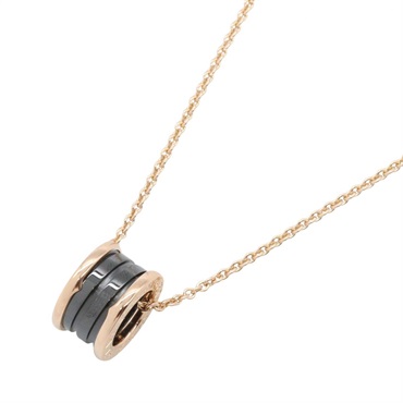 BVLGARI B-zero1 Necklace Pendant 18KRG Pink Rose Gold Ceramic Black Used Women