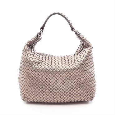 BOTTEGA VENETA Intrecciato Shoulder Handbag 183659 leather Gold Used Women