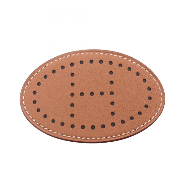 HERMES Evelyne PM Hair Barrette Clip Swift leather Brown Gold Used Women
