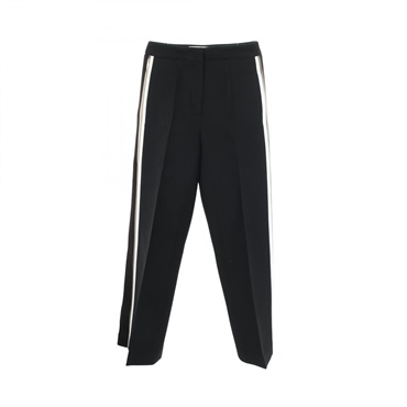 FENDI Sideline Mesh Panel Jersey Long Pants #38 wool silk Black Used Women