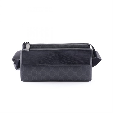 GUCCI GG Supreme Waist Belt Bum Bag 161833 PVC coated canvas leather Black Used