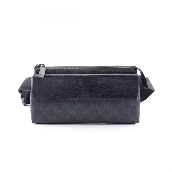 GUCCI GG Supreme Waist Belt Bum Bag 161833 PVC coated canvas leather Black Used