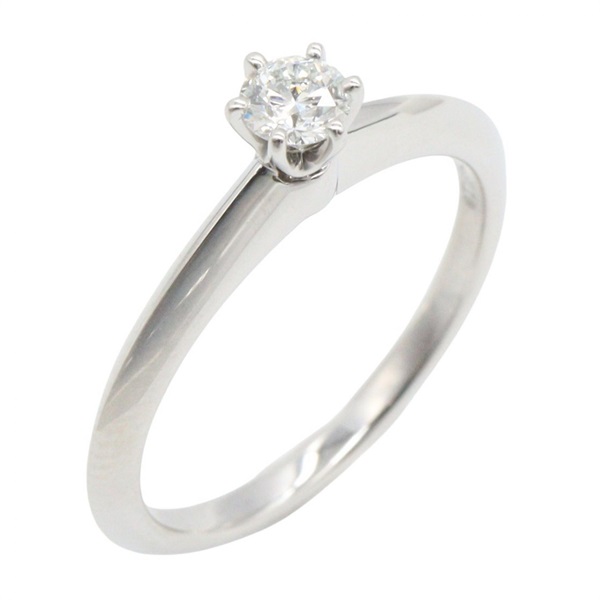 TIFFANY＆CO Solitaire Diamond Ring Pt950 Platinum Clear Used Women US size #5.75