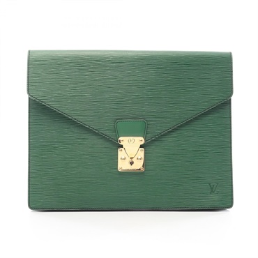 LOUIS VUITTON Port Document Sénateu Clutch Bag M54455 Epi leather Green Used LV