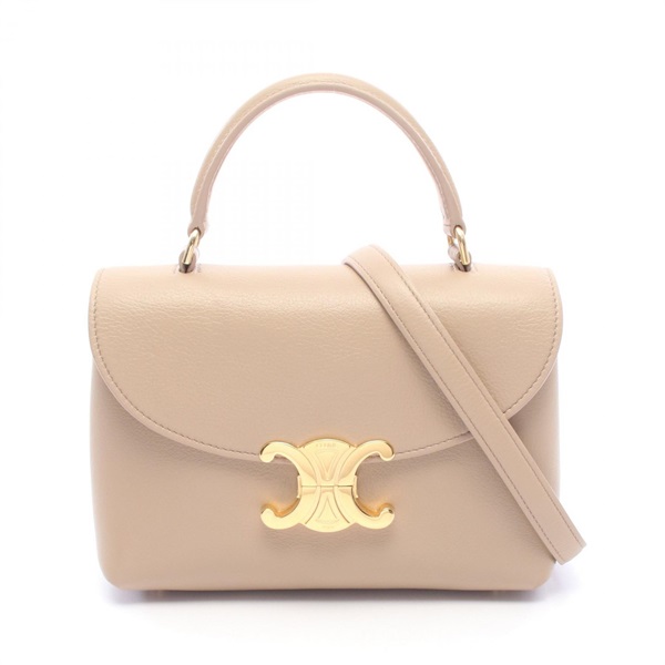 CELINE Teen Nino Triomphe shoulder crossbody Handbag leather Beige Used Women