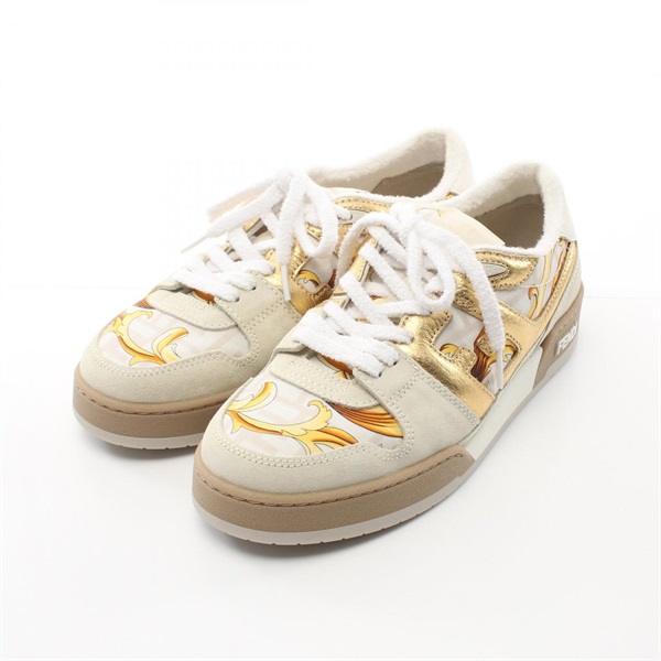FENDI VERSACE FENDACE sneakers 7E1538 leather Suede Fabric White Used mens #7