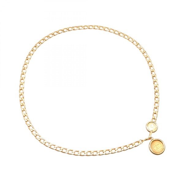 CHANEL COCO Mark medal chain belt ceinture Gold Plated Used