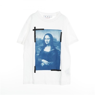 OFF-WHITE MONA LISA SLIM T-shirt cotton White Blue Black Used mens #M