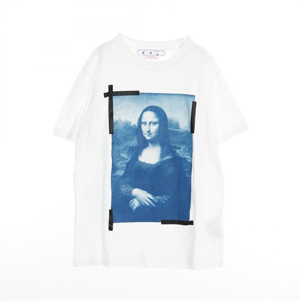 OFF-WHITE MONA LISA SLIM T-shirt cotton White Blue Black Used mens #M