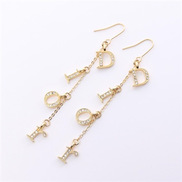 Dior Dior logo Pierced earrings Gold Plated Rhinestone Used women