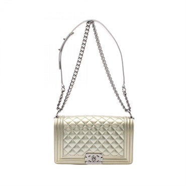 CHANEL Boy Chanel Matelasse chain Shoulder crossbody Bag Patent leather SHW