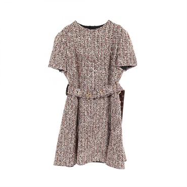LOUIS VUITTON Skater Dress one piece wool cotton Mulch color Used Women size 40