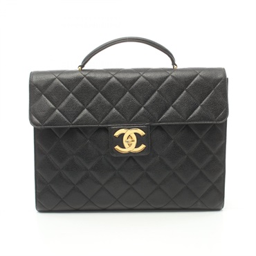 CHANEL Matelasse Briefcase business bag leather Grained calfskin Black GHW Used