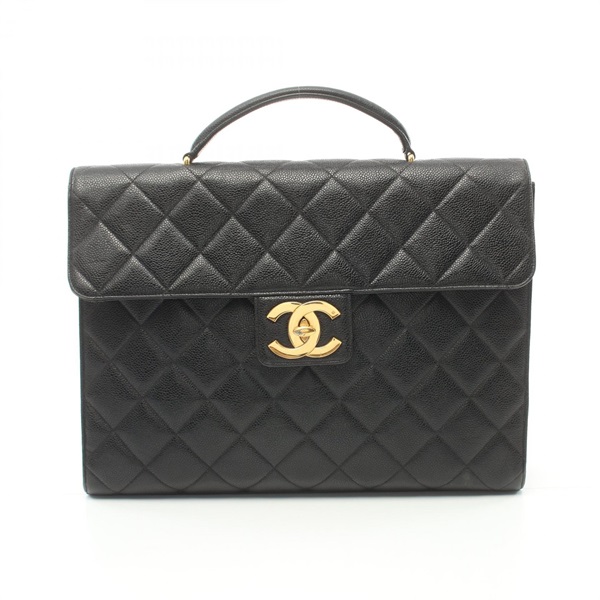 CHANEL Matelasse Briefcase business bag leather Grained calfskin Black GHW Used