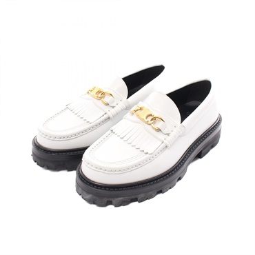 CELINE Triomphe Margaret loafers Shoes 344893602C leather White Used Women #34