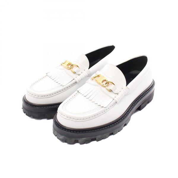 CELINE Triomphe Margaret loafers Shoes 344893602C leather White Used Women #34