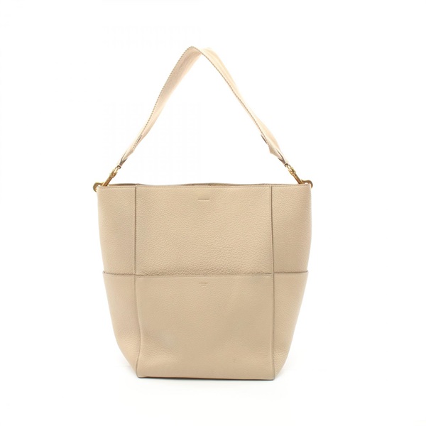 CELINE Sangle bucket Shoulder Bag leather Beige Used Women