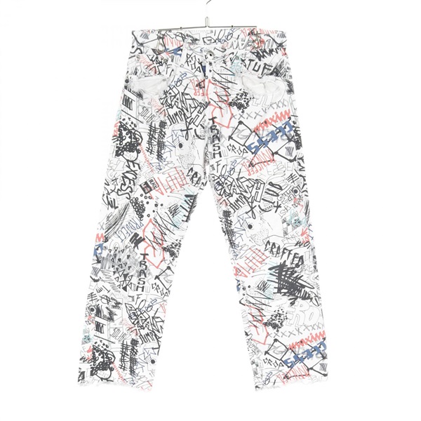 Maison Margiela 1 GRAFFITI SPLATTER CAPRI JEANS Denim pants cotton Women #38