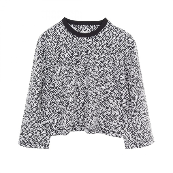 HERMES Naoussa Chaine Print #34 long sleeves cotton Navy White White Used