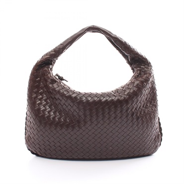 BOTTEGA VENETA Intrecciato Shoulder Bag leather Brown Used Women