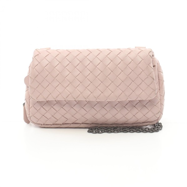 BOTTEGA VENETA Intrecciato Chain Shoulder Bag 310774 leather Pink Used Women