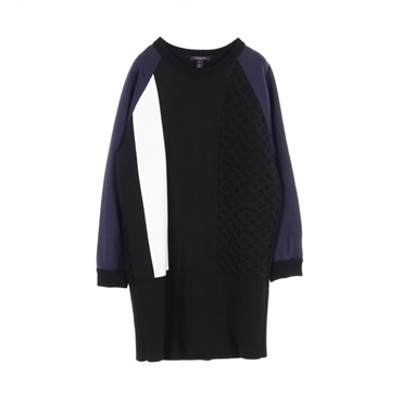 LOUIS VUITTON Monogram sweatshirt dress cotton Black Navy White Used Women XL