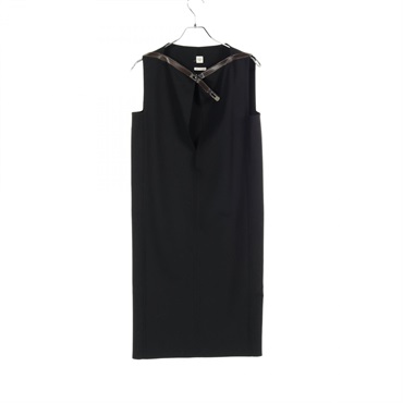 HERMES Kelly dress wool Black Used Women size