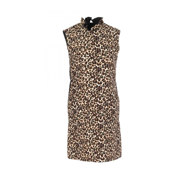 LOUIS VUITTON one piece dress sleeveless #40 wool silk Beige Multicolor Used