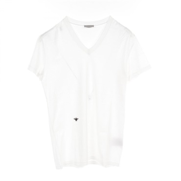 DIOR HOMME BEE embroidery T-shirt Tops 163J645B0039 cotton White Used mens #XS