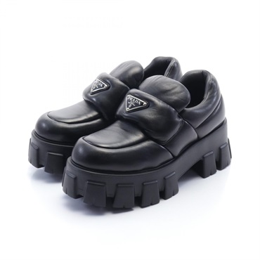 PRADA loafers Shoes 1D125N leather Black Used Women #35 1/2