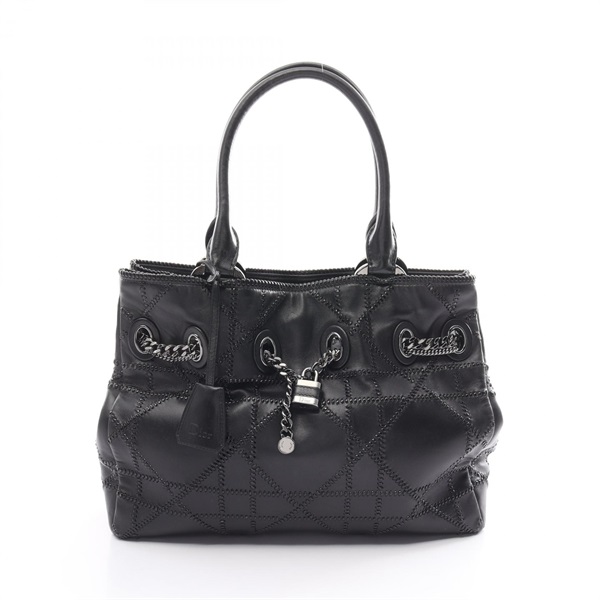 Christian Dior Tote Hand Bag Lamb leather Black Used Women