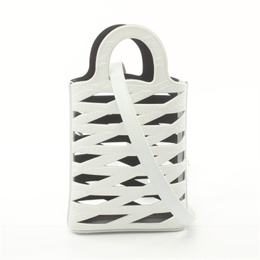BALENCIAGA Neo Phone Holder Hand crossbody shoulder bag Vegan leather White Used
