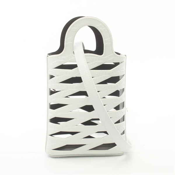 BALENCIAGA Neo Phone Holder Hand crossbody shoulder bag Vegan leather White Used