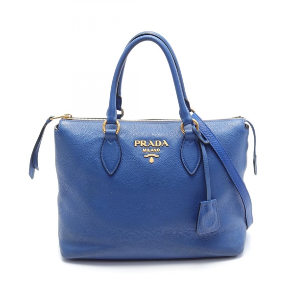PRADA VITELLO PHENIX 2way Shoulder Hand bag 1BA063 leather Blue Used Women