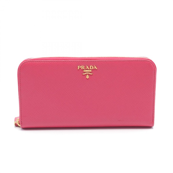 PRADA SAFFIANO METAL Round long wallet Purse 1ML506 leather Pink Used Women