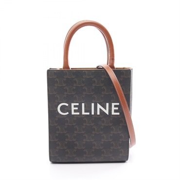 CELINE Mini Vertical Cabas Triomphe Shoulder bag 194372BZK canvas leather Black