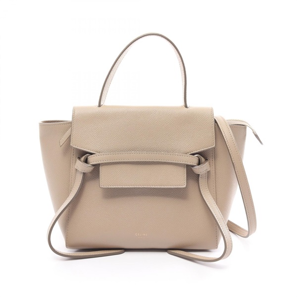 CELINE BELT BAG NANO 2way shoulder Hand bag 189003 leather Beige Used Women