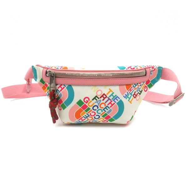 GUCCI North Face belt Waist bum bag 650299 Nylon White Pink Used