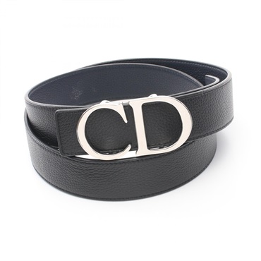 Dior CD logo belt leather Black Navy Used mens