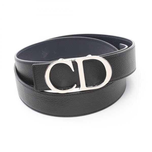 Dior CD logo belt leather Black Navy Used mens